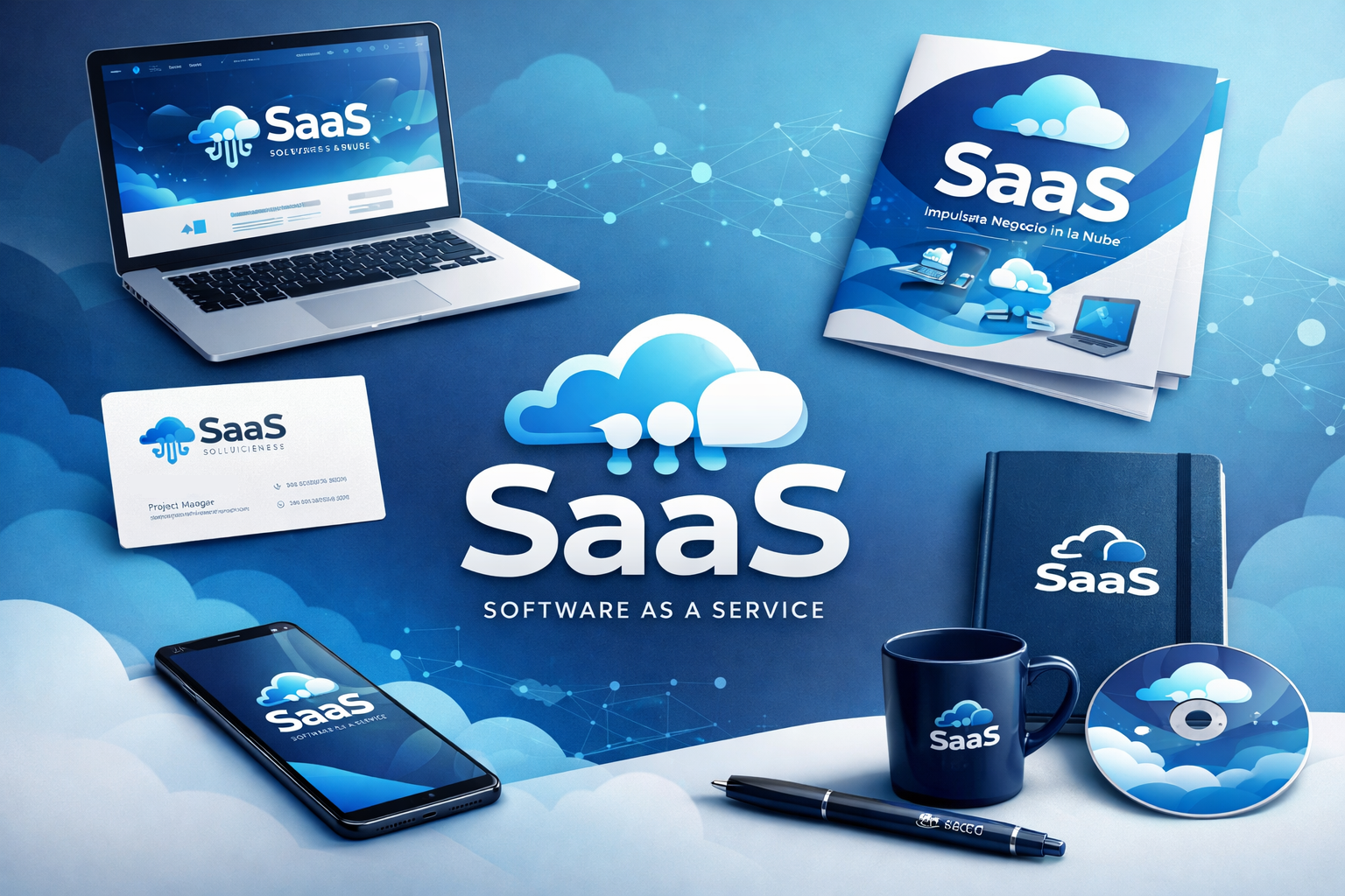 Ilustración SaaS en la nube